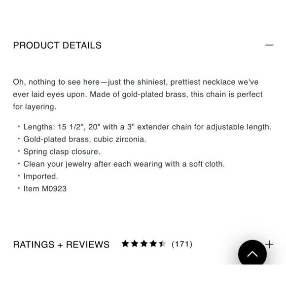 Madewell Gold-Plated Brass Herringbone Necklace 15 1/2"-20" Adjustable Chain - Picture 6 of 9